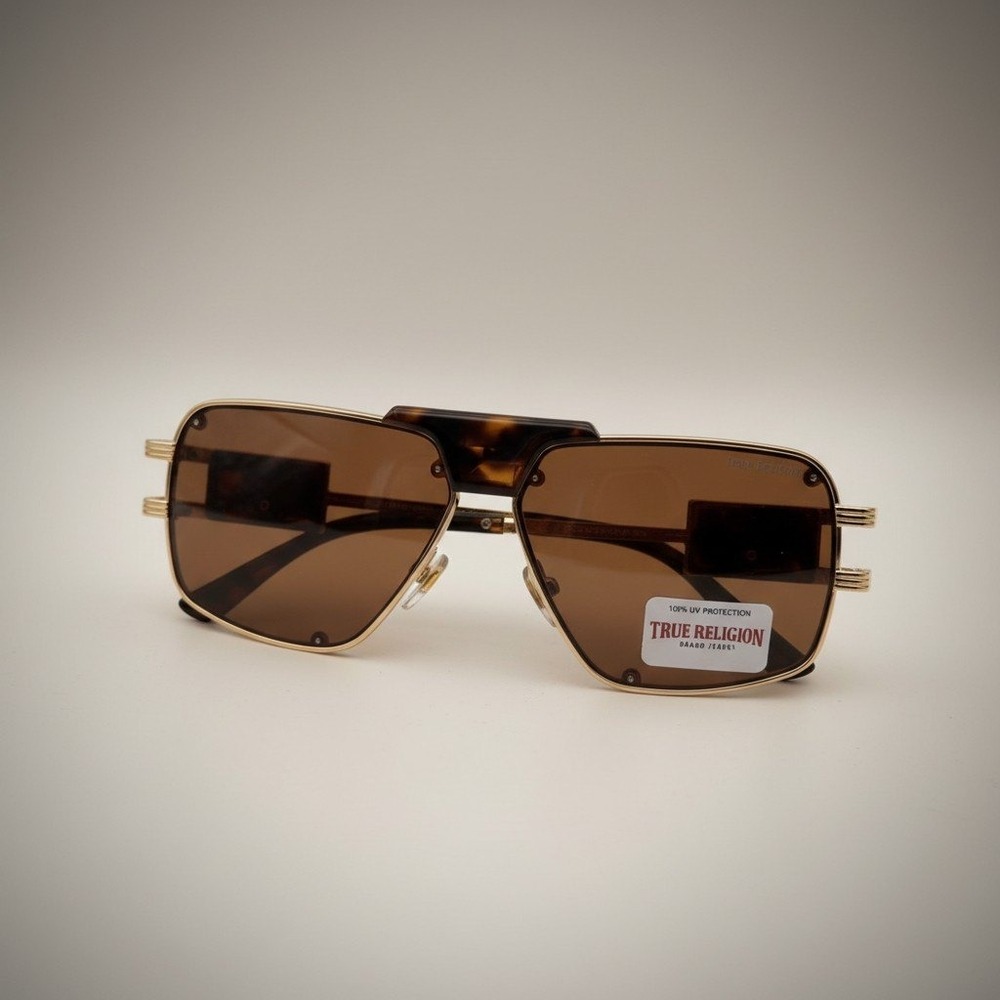 True Religion Gold and Brown Sunglasses